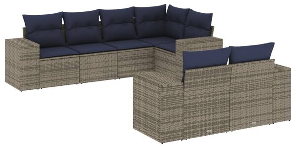 VidaXL 7 db szürke polyrattan kerti kanapégarnitúra párnákkal