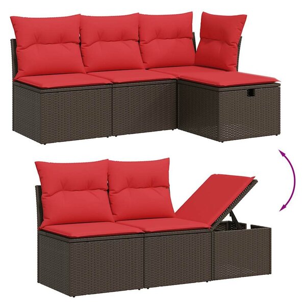 VidaXL 6 db barna polyrattan kerti kanapégarnitúra párnákkal
