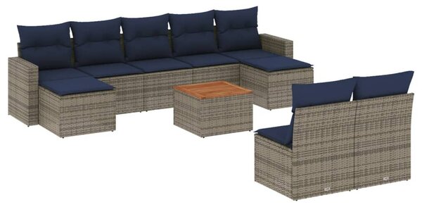 VidaXL 10 db szürke polyrattan kerti kanapégarnitúra párnákkal