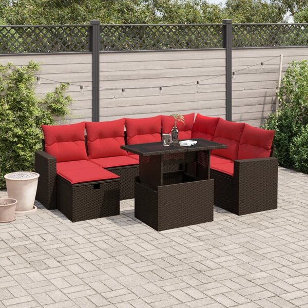 VidaXL 8 db barna polyrattan kerti kanapégarnitúra párnákkal
