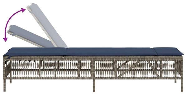 VidaXL 2 db szürke polyrattan napozóágy asztallal