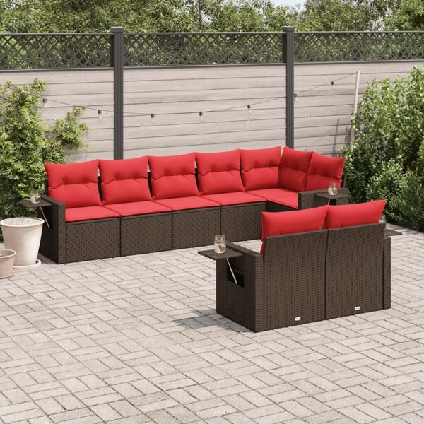 VidaXL 8 db barna polyrattan kerti kanapégarnitúra párnákkal