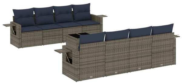 VidaXL 9 db szürke polyrattan kerti kanapégarnitúra párnákkal