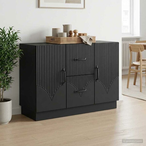VidaXL Széf fiókkal Fekete 89 x 34,5 x 57 cm Szerelt Fa