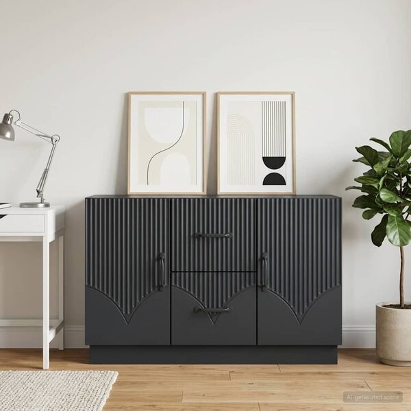 VidaXL Széf fiókkal Fekete 89 x 34,5 x 57 cm Szerelt Fa