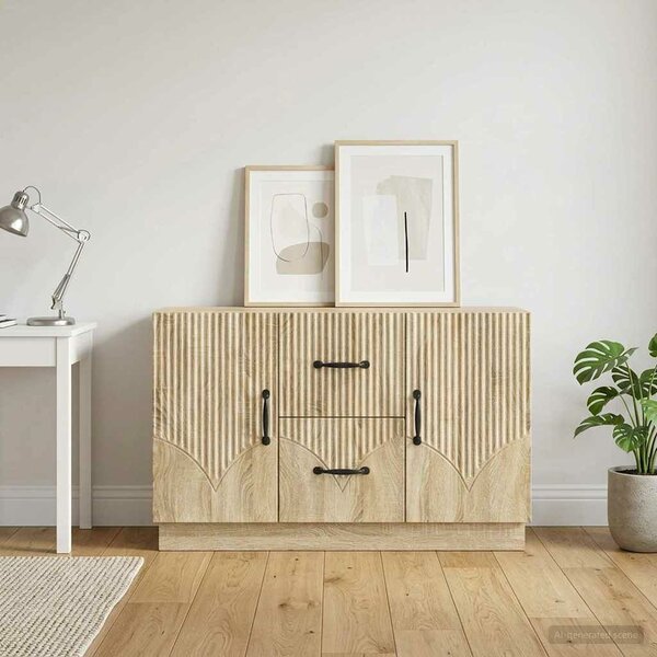 VidaXL Széf fiókkal Sonoma Tölgy 89 x 34,5 x 57 cm Szerelt Fa