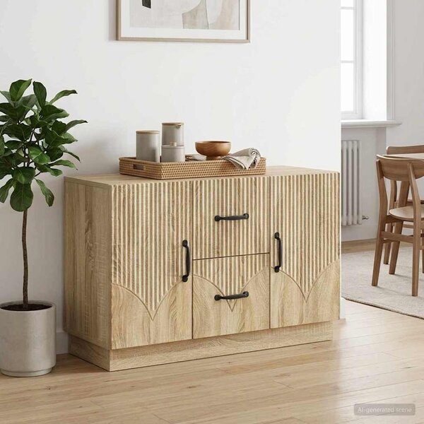 VidaXL Széf fiókkal Sonoma Tölgy 89 x 34,5 x 57 cm Szerelt Fa