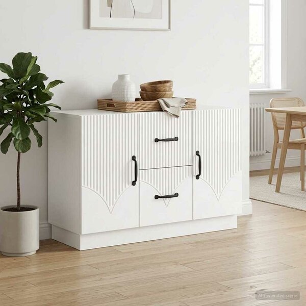 VidaXL Széf fiókkal Magasfényű Fehér 89 x 34,5 x 57 cm Szerelt Fa