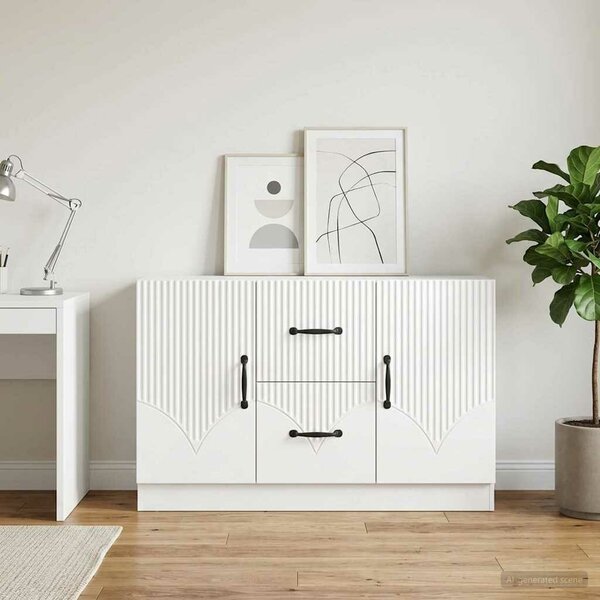 VidaXL Széf fiókkal Magasfényű Fehér 89 x 34,5 x 57 cm Szerelt Fa