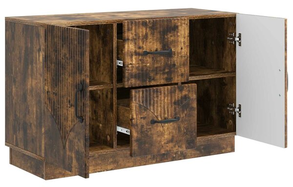 VidaXL Széf fiókkal Füstös Tölgy 89 x 34,5 x 57 cm Szerelt Fa