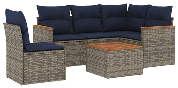 VidaXL 6 db szürke polyrattan kerti kanapégarnitúra párnákkal
