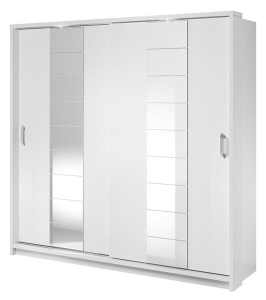 Gardróbszekrény Fresno 105, Laminált forgácslap, 215x220x63cm, Fehér
