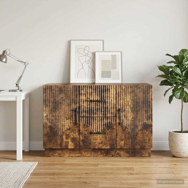 VidaXL Széf fiókkal Füstös Tölgy 89 x 34,5 x 57 cm Szerelt Fa