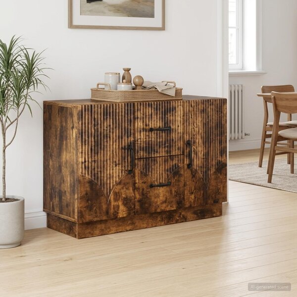 VidaXL Széf fiókkal Füstös Tölgy 89 x 34,5 x 57 cm Szerelt Fa