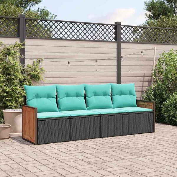 VidaXL 4 db fekete polyrattan kerti kanapégarnitúra párnákkal