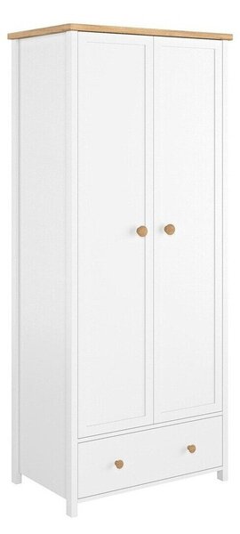 Gardróbszekrény Romelbo 125, Laminált forgácslap, 186x85x52cm, Tölgy, Fehér