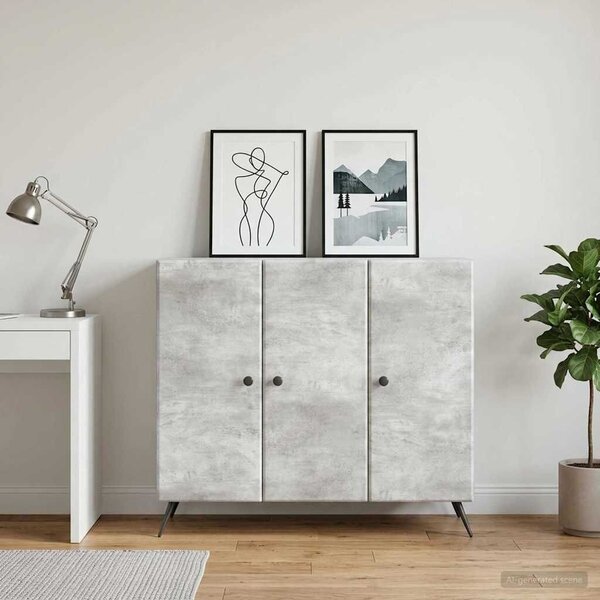 VidaXL Széf Betonszürke 89 x 34,5 x 80 cm Szerelt Fa