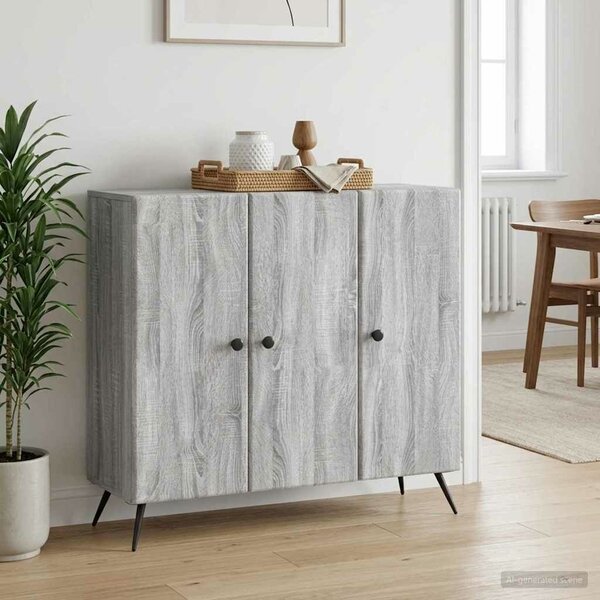 VidaXL Széf Szürke Sonoma 89 x 34,5 x 80 cm Szerelt Fa