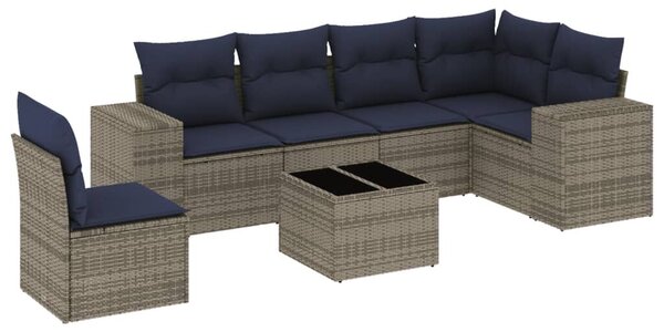VidaXL 7 db szürke polyrattan kerti kanapégarnitúra párnákkal
