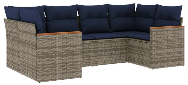 VidaXL 6 db szürke polyrattan kerti kanapégarnitúra párnákkal