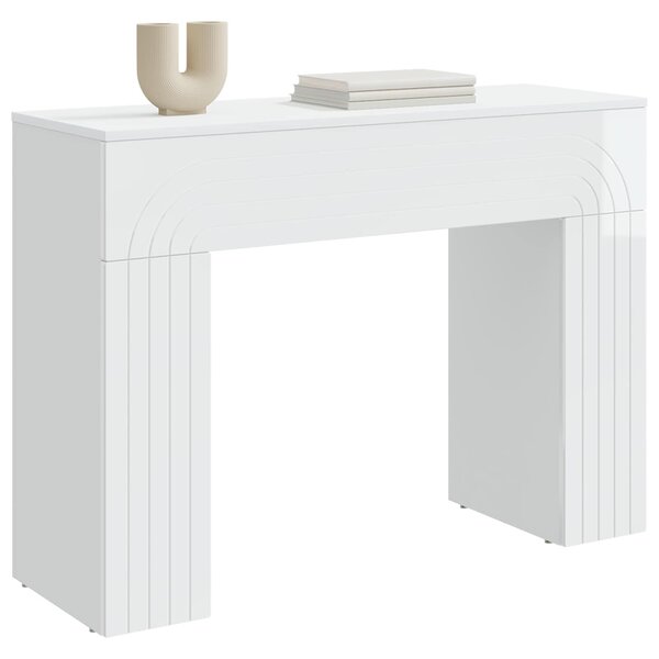 VidaXL Dohányzóasztal Magasfényű Fehér 102 x 35 x 75 cm Szerelt Fa