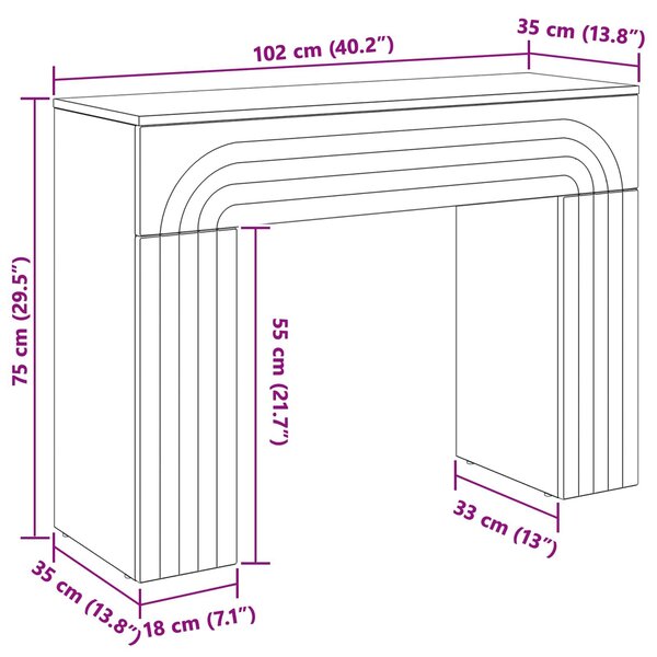 VidaXL Dohányzóasztal Magasfényű Fehér 102 x 35 x 75 cm Szerelt Fa