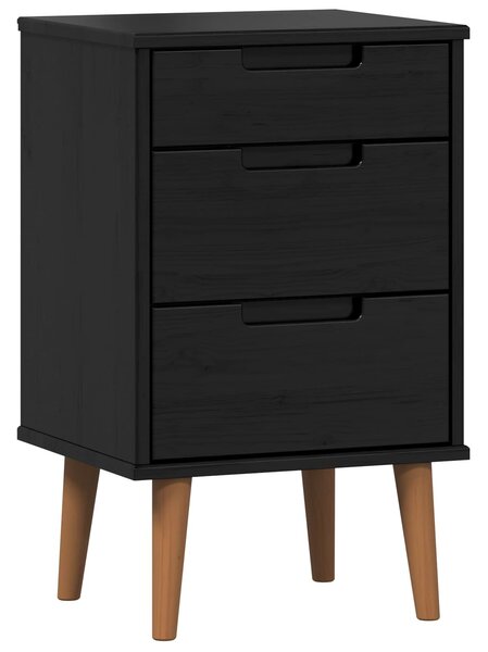 VidaXL Éjjeliszekrény MOLDE Fekete 40 x 35 x 65 cm Tömör Fenyőfa