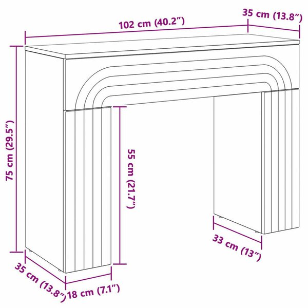 VidaXL Dohányzóasztal Magasfényű Fehér 102 x 35 x 75 cm Szerelt Fa