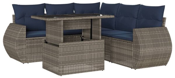 VidaXL 6 db szürke polyrattan kerti kanapégarnitúra párnákkal