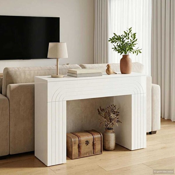 VidaXL Dohányzóasztal Magasfényű Fehér 102 x 35 x 75 cm Szerelt Fa
