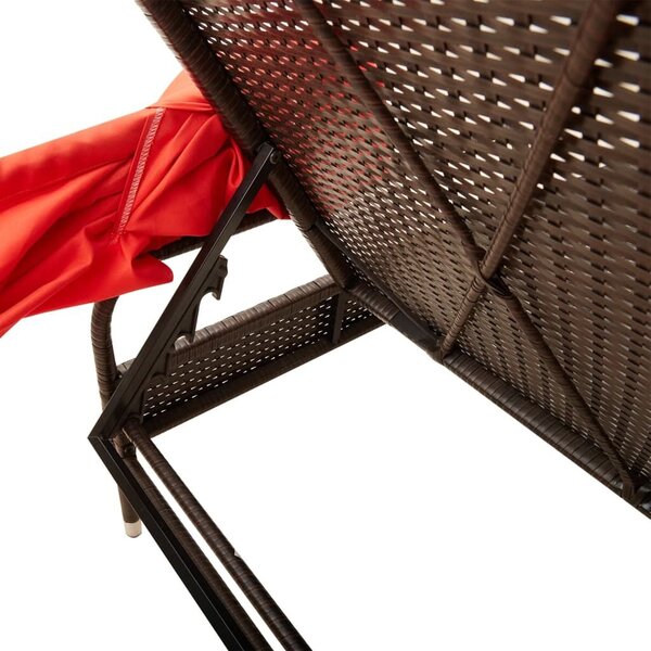 VidaXL barna polyrattan napozóágy ponyvával