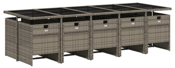 VidaXL 11 db szürke polyrattan kerti étkezőgarnitúra párnákkal