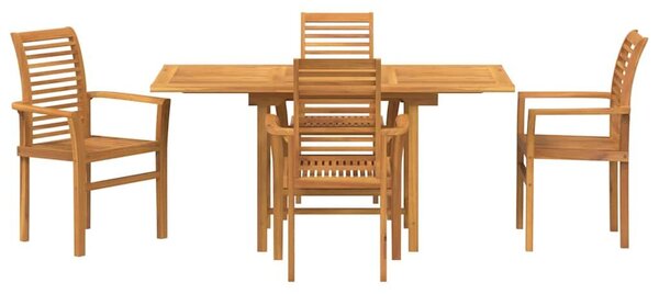 VidaXL Kert étkező szett 5 pcs Barna Tömör Teakfa
