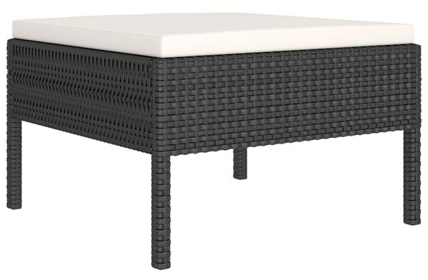 7 részes fekete polyrattan kerti ülőgarnitúra párnákkal