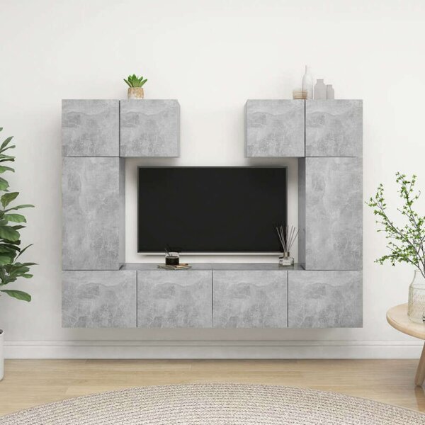 VidaXL 6 részes betonszürke forgácslap TV-szekrényszett