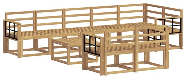 VidaXL Kültéri kanapé szett 9 pcs Fehér Tömör Akácfa