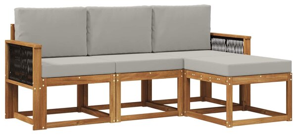 VidaXL Kültéri kanapé szett 4 pcs Természetes és Világosszürke