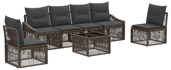 VidaXL Kerti Kanapé Szett 7 pcs Szürke polirattan