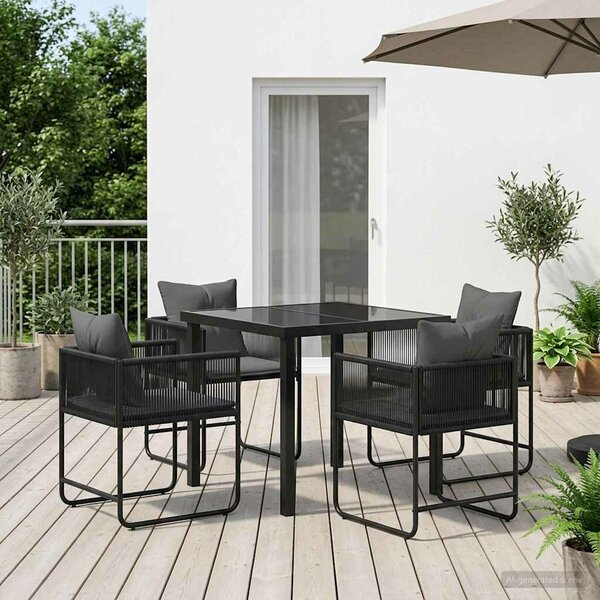 VidaXL Kert étkező szett 5 pcs Fekete és Antracit 80 x 80 x 73 cm