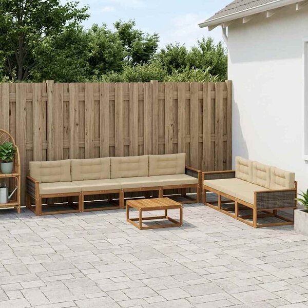 VidaXL Kültéri kanapé szett párnával 8 pcs Természetes és bézs