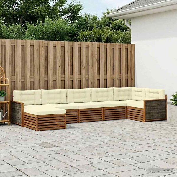 VidaXL Kültéri kanapé szett párnával 7 pcs Természetes és krémszínű