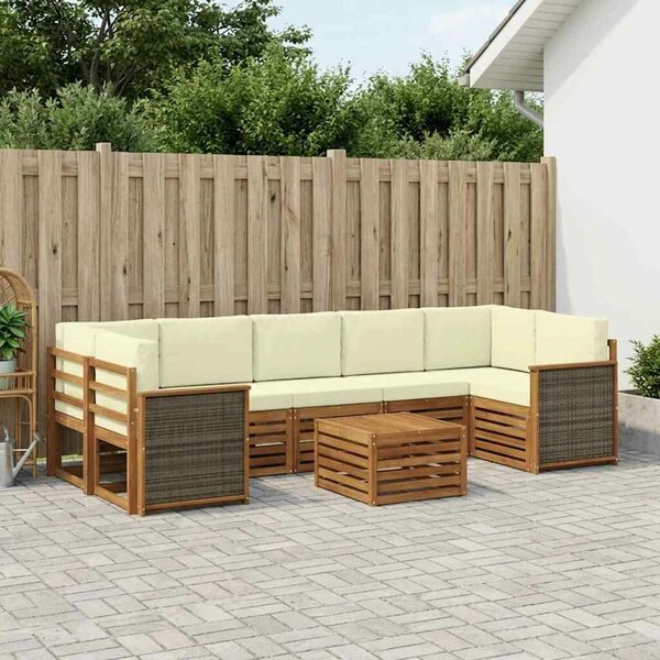 VidaXL Kültéri kanapé szett párnával 8 pcs Természetes és krémszínű