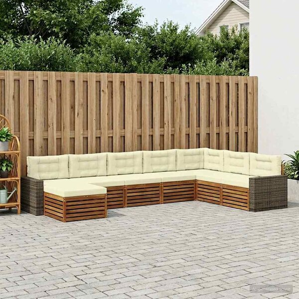 VidaXL Kültéri kanapé szett párnával 8 pcs Természetes és krémszínű