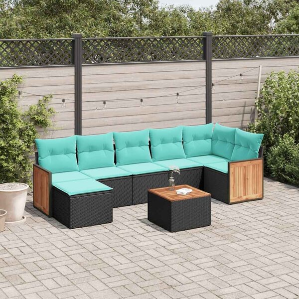 VidaXL 8 db fekete polyrattan kerti kanapégarnitúra párnákkal