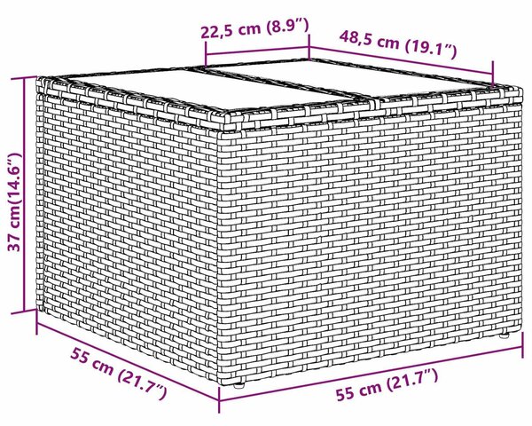 Kanapé Szett párnával tárolóval 9 pcs Barna és Piros polirattan