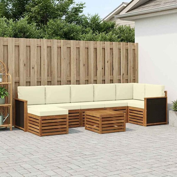 VidaXL Kültéri kanapé szett párnával 7 pcs Természetes és krémszínű