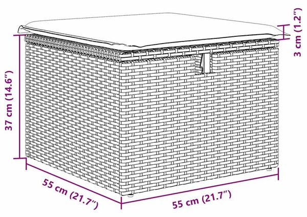 VidaXL Kerti Kanapé Szett 7 db Fekete polirattan