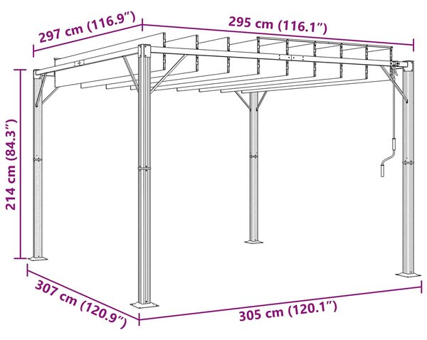 VidaXL Sátras pavilon lamellás tetővel, 3 x 3 x 2,14 m, Zöld