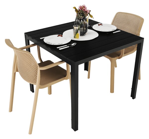 KONDELA Kerti asztal, 90 cm, fekete, ABELO