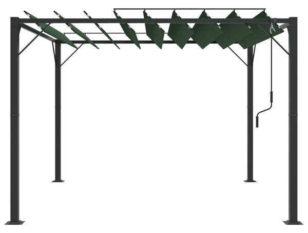 VidaXL Sátras pavilon lamellás tetővel, 3 x 3 x 2,14 m, Zöld